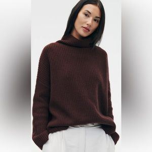 Naadam Cashmere Wool Cashmino Oversized Ribbed Turtleneck